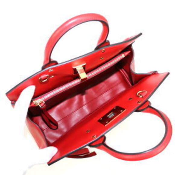 Salvatore Ferragamo Studio Bag Gancini Red Calfskin Pouch Shoulder - Picture 10 of 15